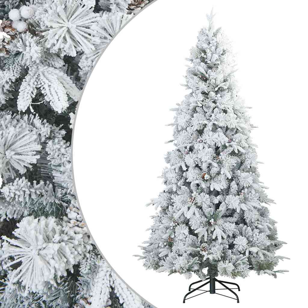 vidaXL Artificial Hinged Christmas Tree Snow Flocked White 180 cm