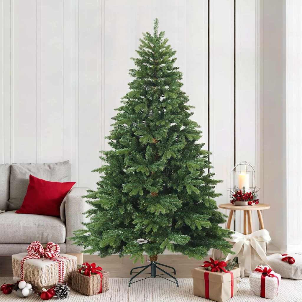 vidaXL Artificial Hinged Christmas Tree Green 210 cm PVC, PE and steel - 56711