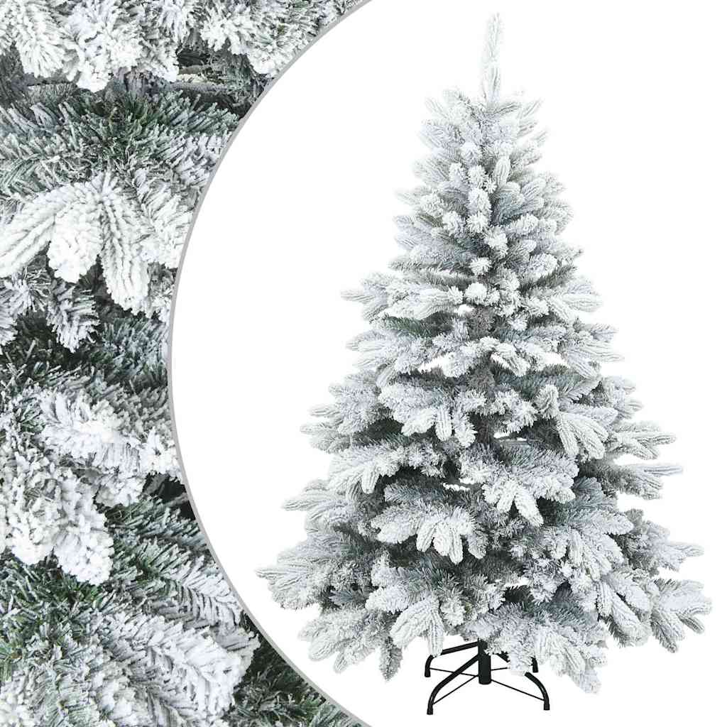 vidaXL Artificial Hinged Christmas Tree Snow Flocked White 150 cm - 56712