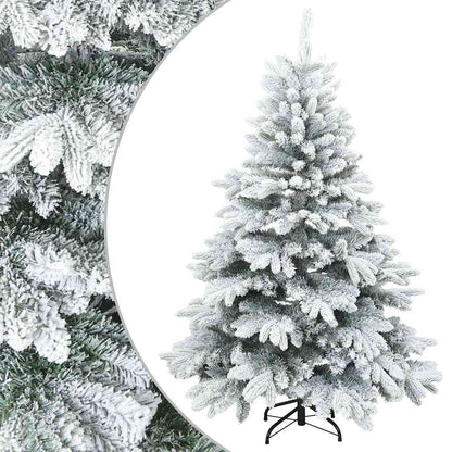 vidaXL Artificial Hinged Christmas Tree Snow Flocked White 150 cm - 56712