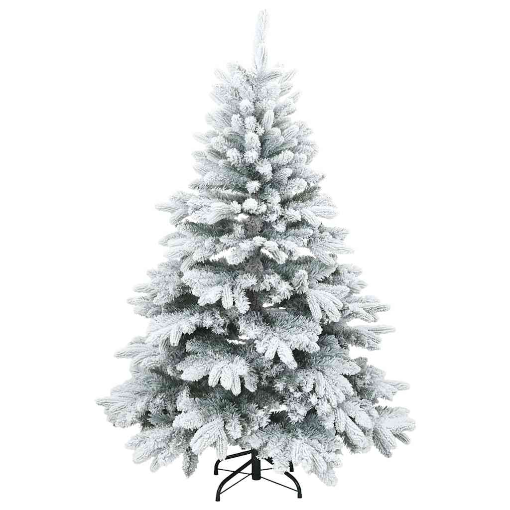 vidaXL Artificial Hinged Christmas Tree Snow Flocked White 150 cm - 56712