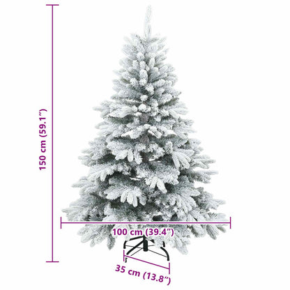vidaXL Artificial Hinged Christmas Tree Snow Flocked White 150 cm - 56712