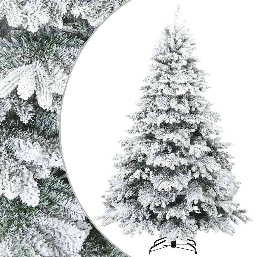 vidaXL Artificial Hinged Christmas Tree Snow Flocked White 180 cm - 56717