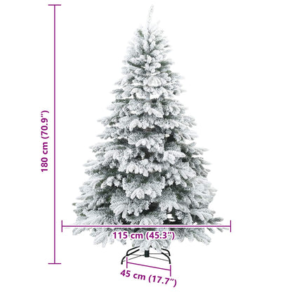 vidaXL Artificial Hinged Christmas Tree Snow Flocked White 180 cm - 56717