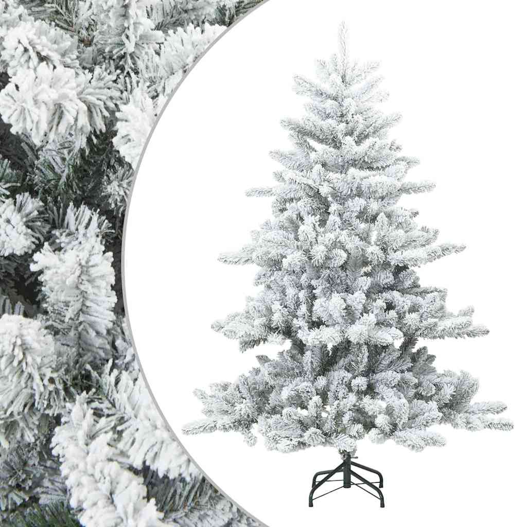 vidaXL Artificial Hinged Christmas Tree Snow Flocked White 150 cm - 56737