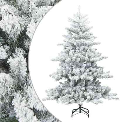 vidaXL Artificial Hinged Christmas Tree Snow Flocked White 150 cm - 56737