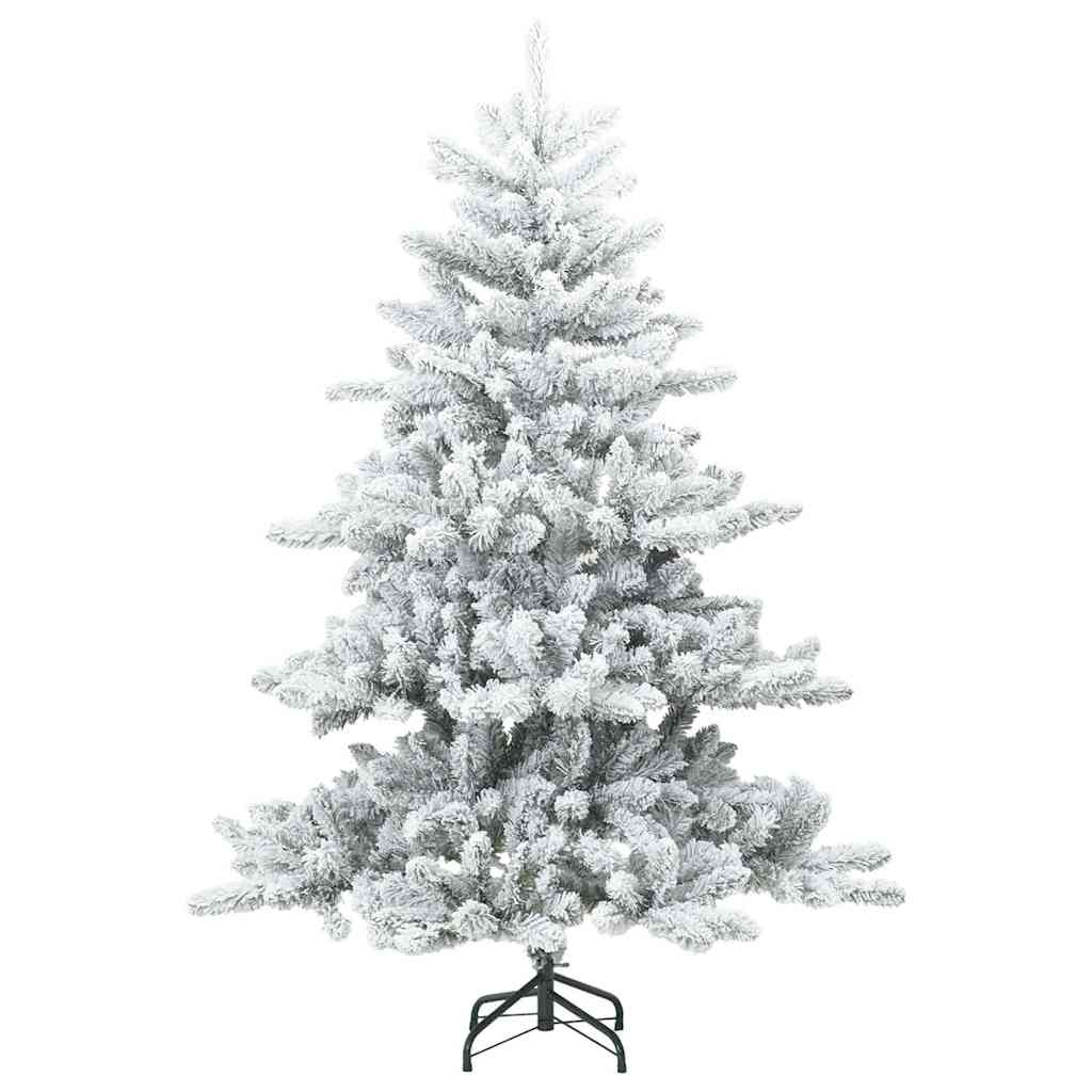 vidaXL Artificial Hinged Christmas Tree Snow Flocked White 150 cm - 56737