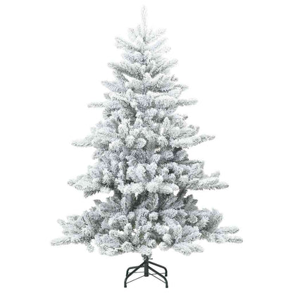 vidaXL Artificial Hinged Christmas Tree Snow Flocked White 150 cm - 56737