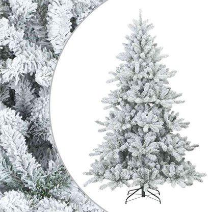 vidaXL Artificial Hinged Christmas Tree Snow Flocked White 180 cm - 56746