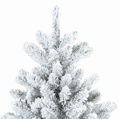 vidaXL Artificial Hinged Christmas Tree Snow Flocked White 210 cm - 56750