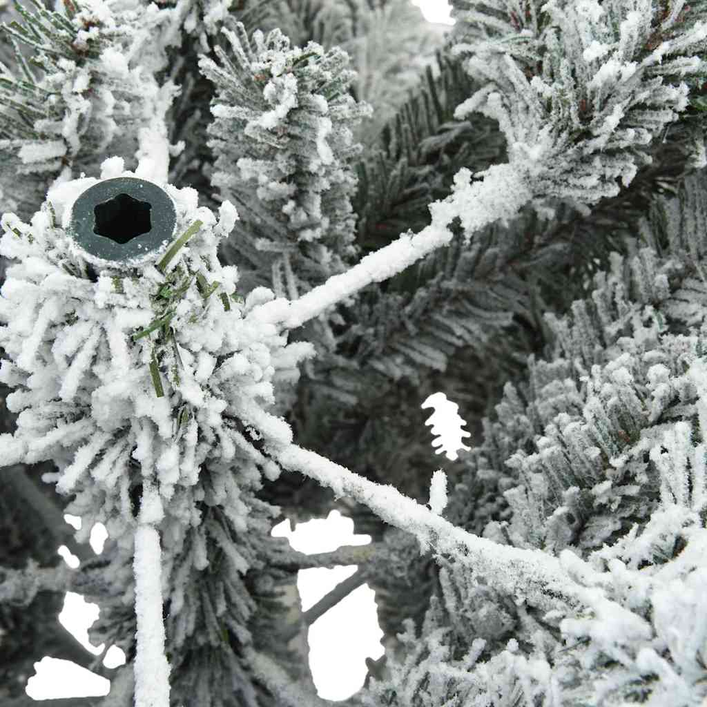 vidaXL Artificial Hinged Christmas Tree Snow Flocked White 210 cm - 56750