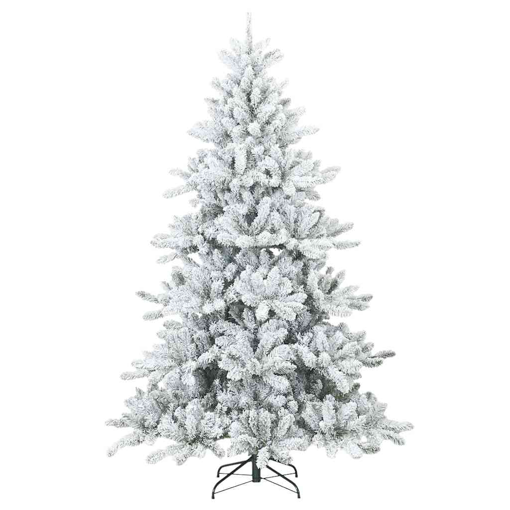 vidaXL Artificial Hinged Christmas Tree Snow Flocked White 210 cm - 56750