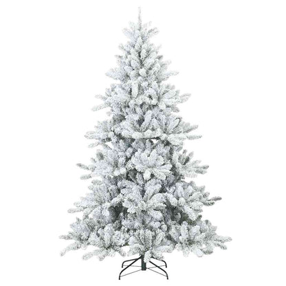 vidaXL Artificial Hinged Christmas Tree Snow Flocked White 210 cm - 56750
