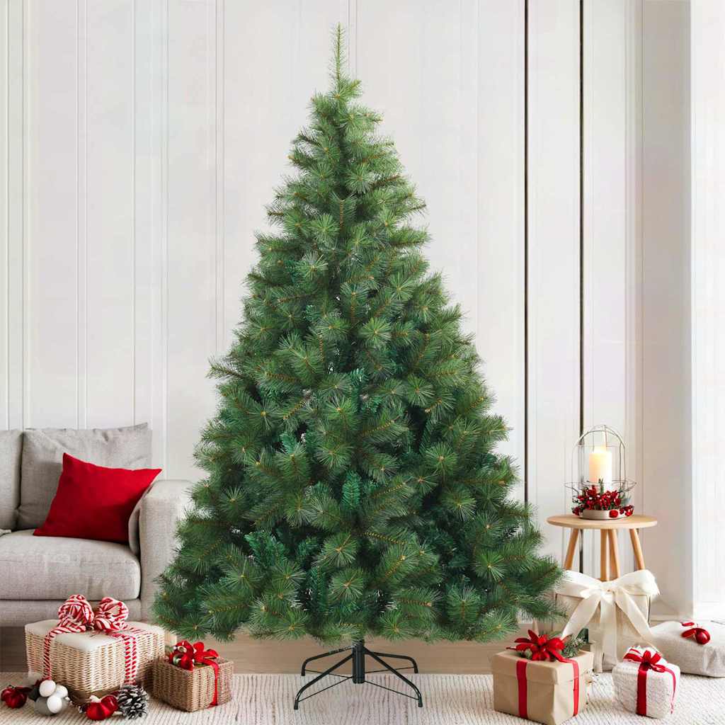 vidaXL Artificial Hinged Christmas Tree Green 210 cm PVC, steel - 56766