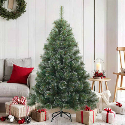 vidaXL Artificial Hinged Christmas Tree Snow Flocked Green 150 cm
