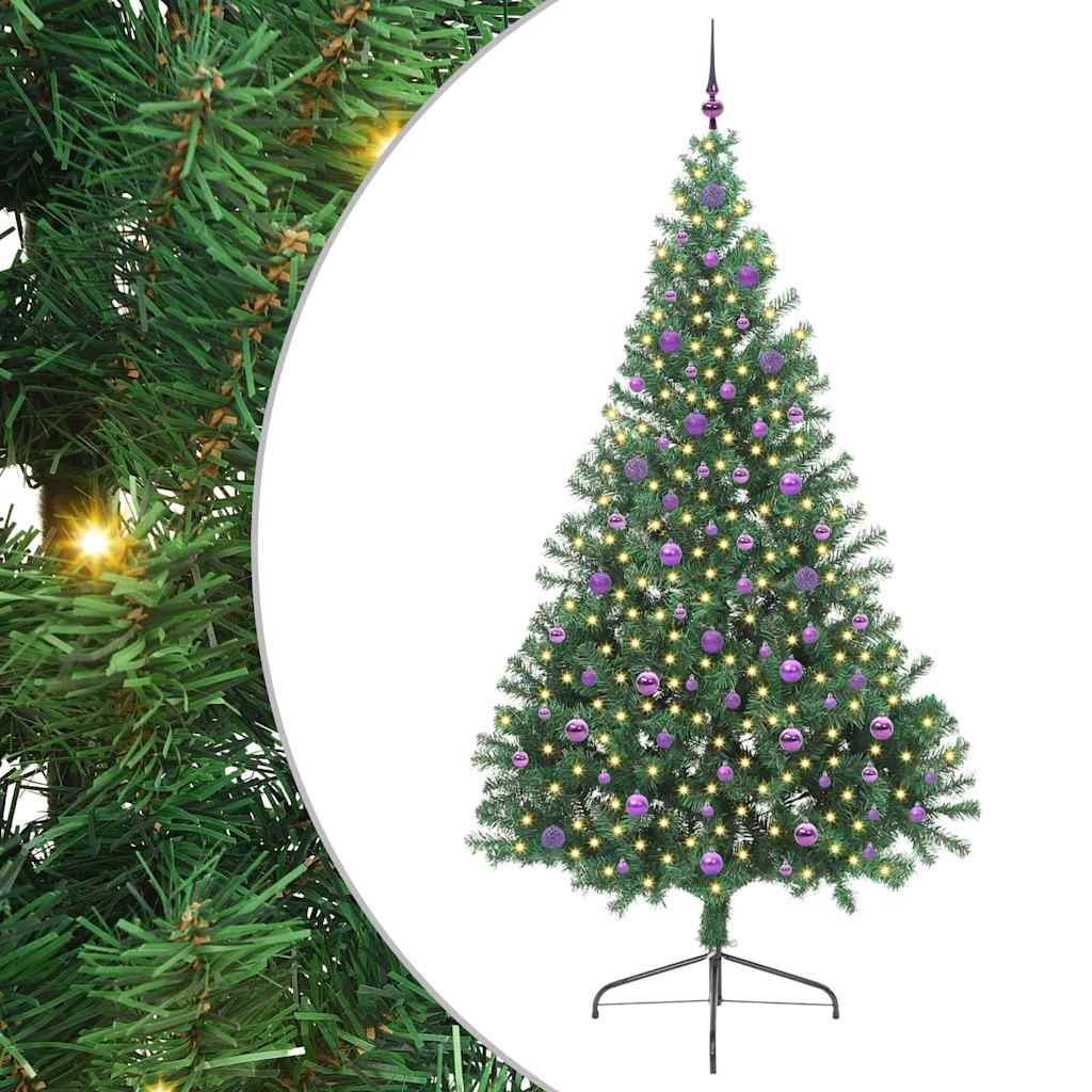 vidaXL Artificial Pre-lit Christmas Tree Green 240 cm PVC - 50612