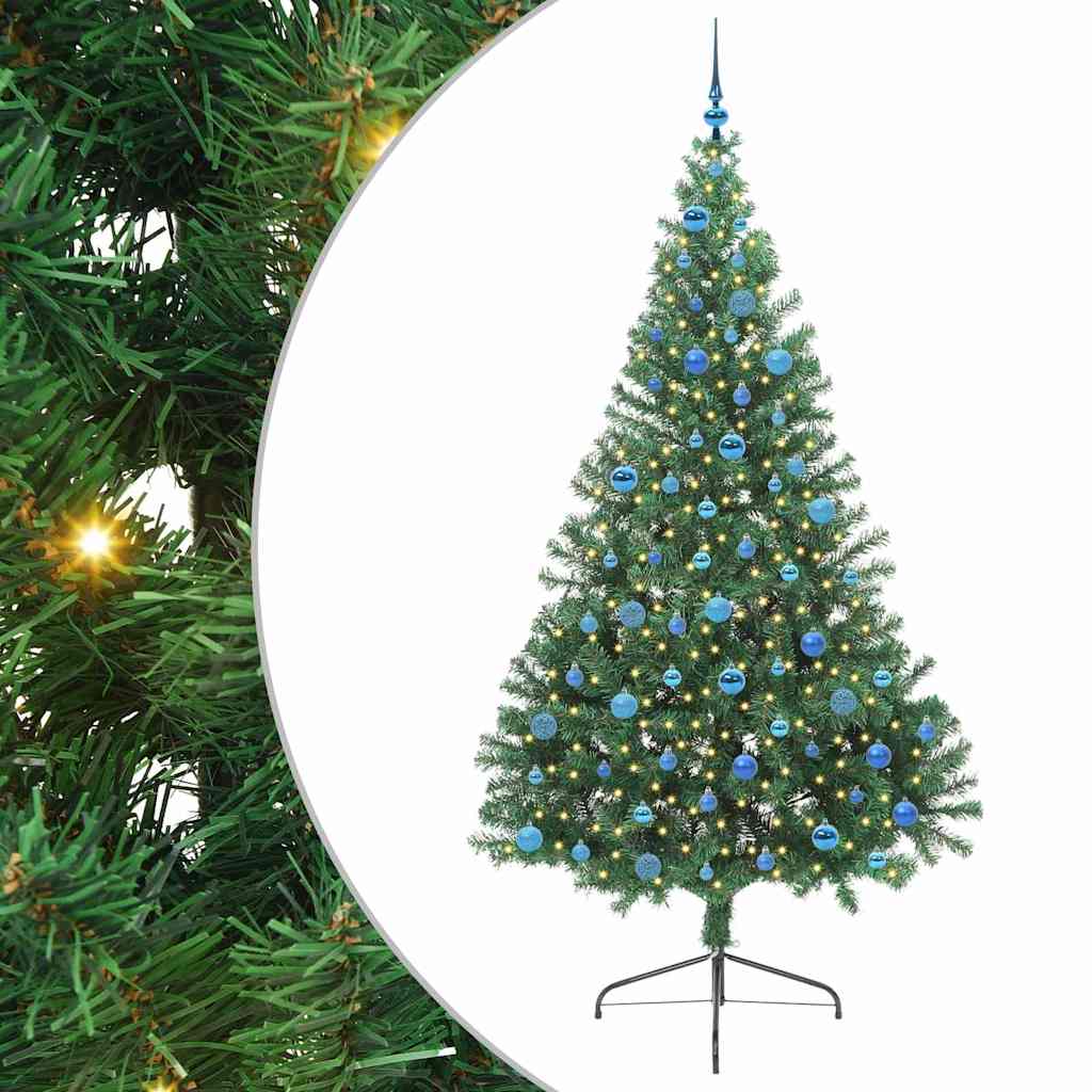 vidaXL Artificial Pre-lit Christmas Tree Green 240 cm PVC - 50615