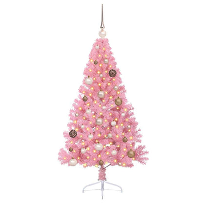vidaXL Artificial Pre-lit Christmas Tree with 150 LEDs Pink 150 cm PVC - 50626
