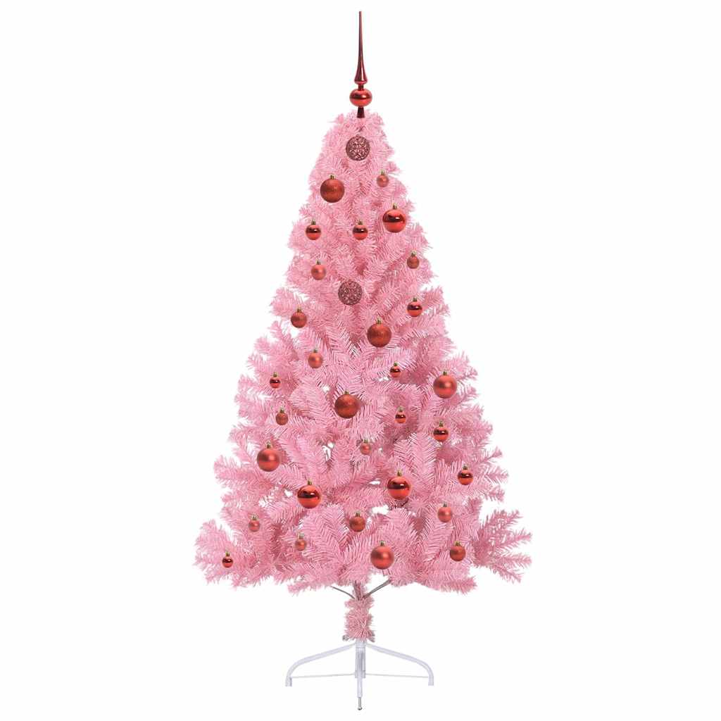 vidaXL Artificial Pre-lit Christmas Tree with 150 LEDs Pink 150 cm PVC - 50629