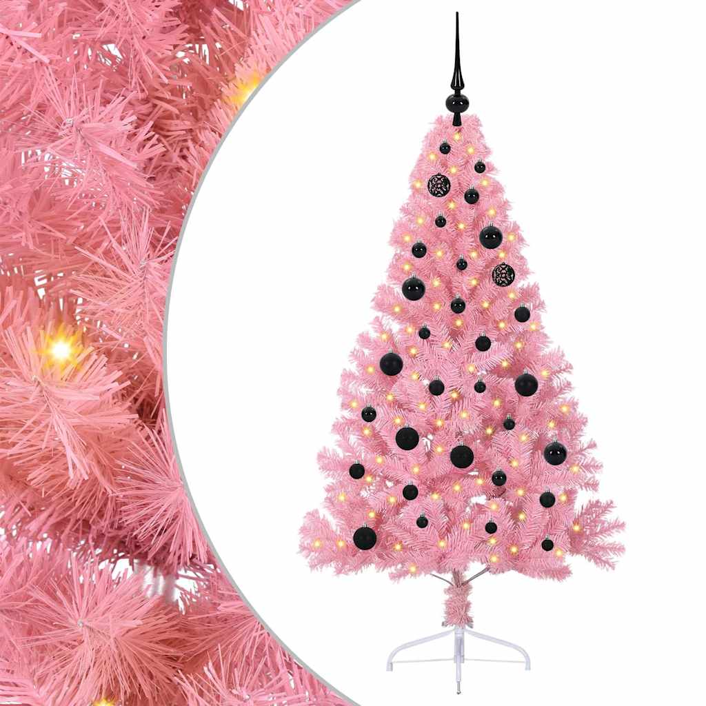 vidaXL Artificial Pre-lit Christmas Tree with 150 LEDs Pink 150 cm PVC - 50631