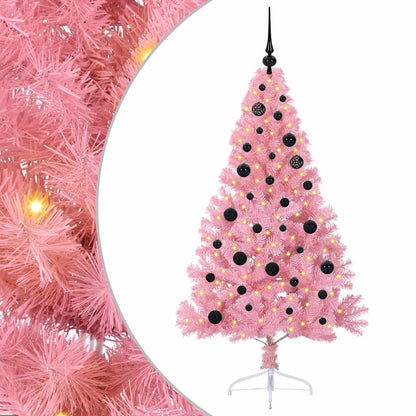 vidaXL Artificial Pre-lit Christmas Tree with 150 LEDs Pink 150 cm PVC - 50631