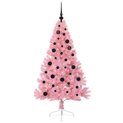 vidaXL Artificial Pre-lit Christmas Tree with 150 LEDs Pink 150 cm PVC - 50631