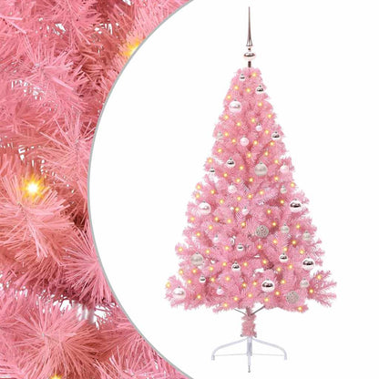 vidaXL Artificial Pre-lit Christmas Tree with 150 LEDs Pink 150 cm PVC - 50632