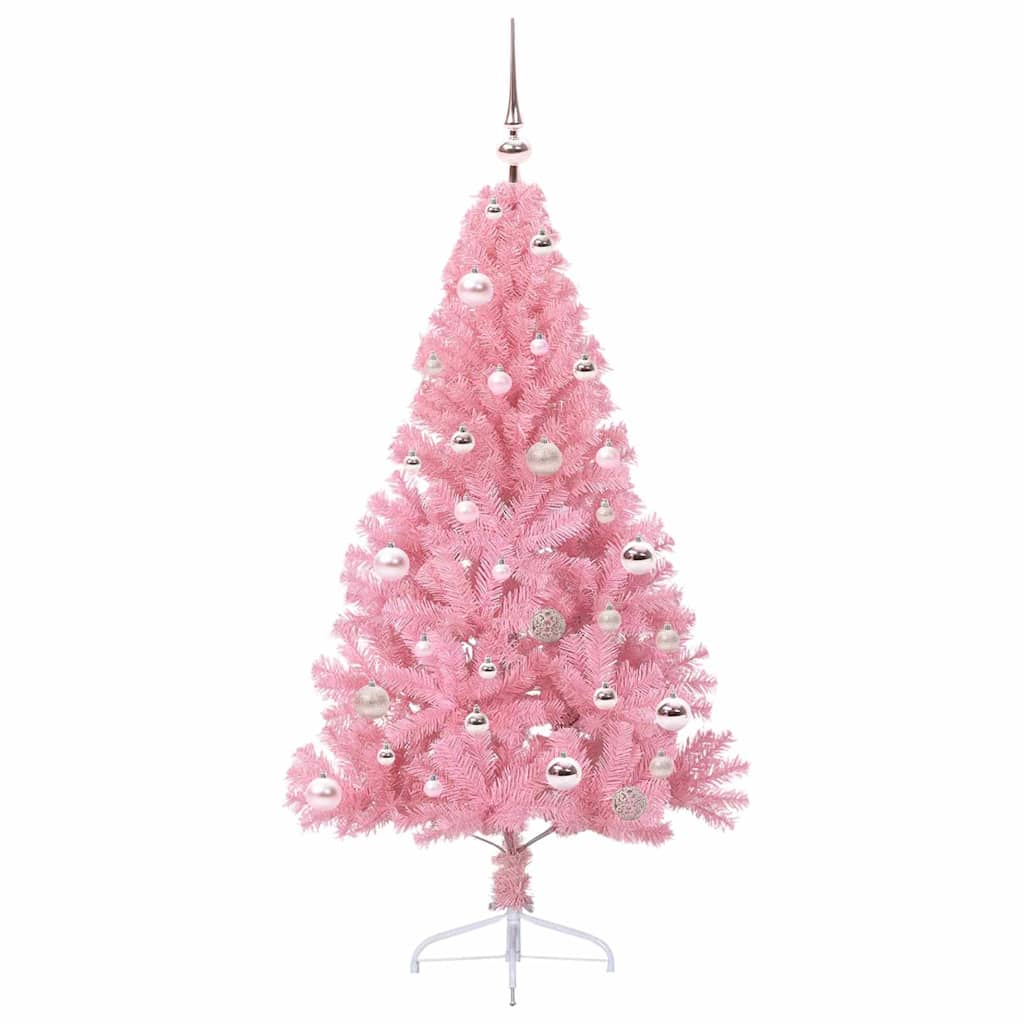 vidaXL Artificial Pre-lit Christmas Tree with 150 LEDs Pink 150 cm PVC - 50632