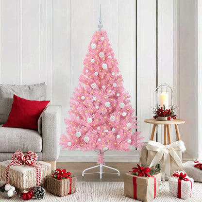 vidaXL Artificial Pre-lit Christmas Tree with 150 LEDs Pink 150 cm PVC - 50637