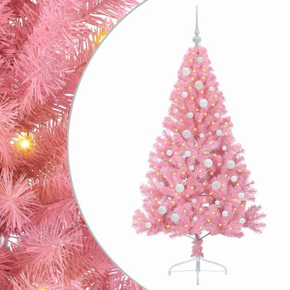 vidaXL Artificial Pre-lit Christmas Tree with 150 LEDs Pink 150 cm PVC - 50637