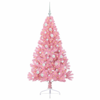 vidaXL Artificial Pre-lit Christmas Tree with 150 LEDs Pink 150 cm PVC - 50637