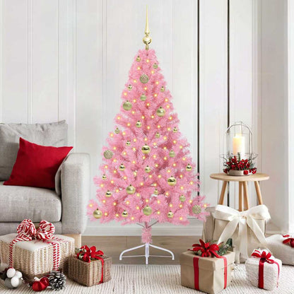 vidaXL Artificial Pre-lit Christmas Tree with 150 LEDs Pink 150 cm PVC - 50642