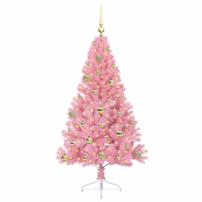 vidaXL Artificial Pre-lit Christmas Tree with 150 LEDs Pink 150 cm PVC - 50642