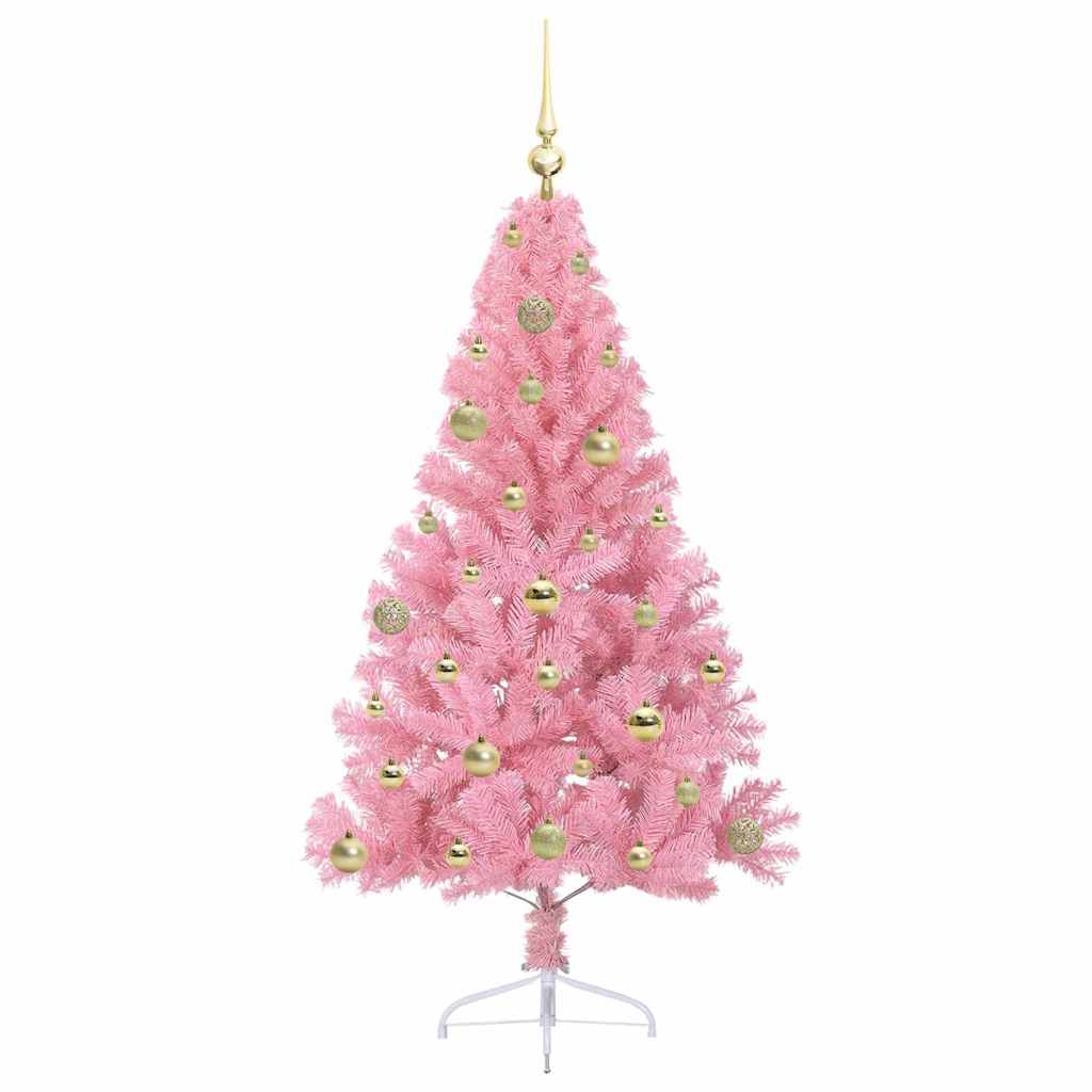 vidaXL Artificial Pre-lit Christmas Tree with 150 LEDs Pink 150 cm PVC - 50642
