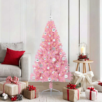vidaXL Artificial Pre-lit Christmas Tree with 150 LEDs Pink 150 cm PVC - 50643