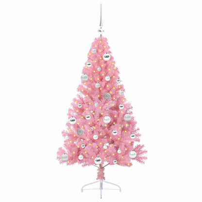 vidaXL Artificial Pre-lit Christmas Tree with 150 LEDs Pink 150 cm PVC - 50643