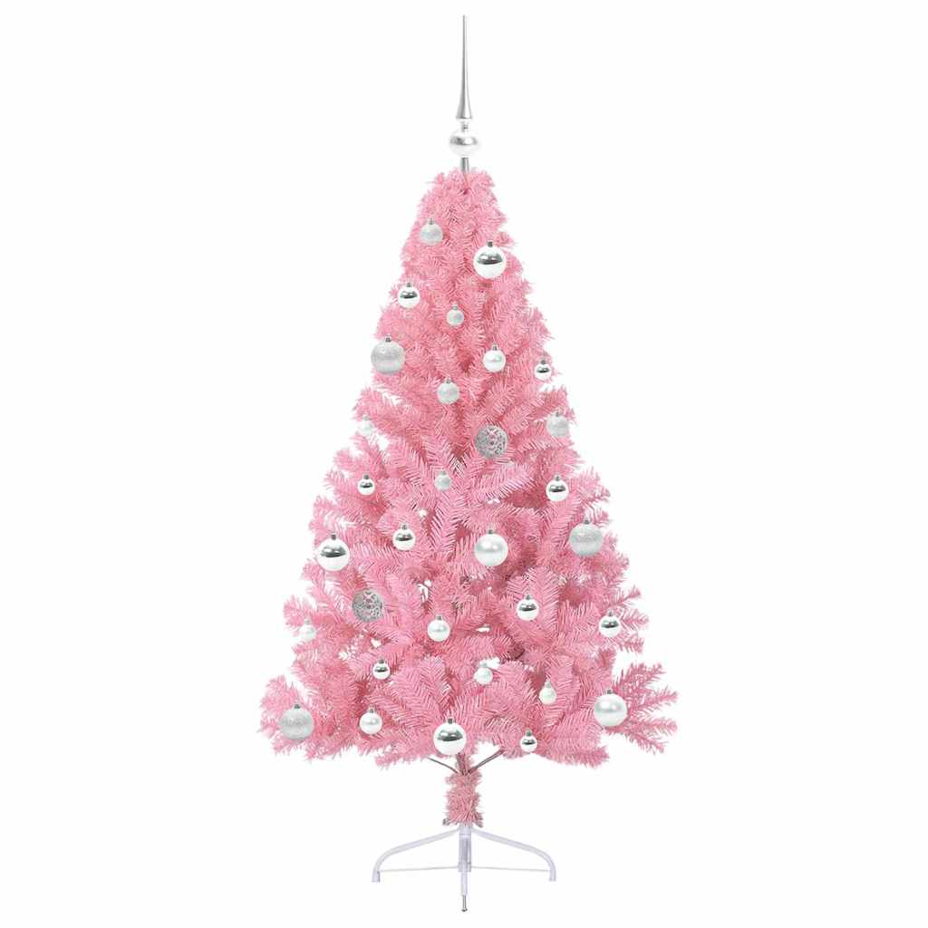 vidaXL Artificial Pre-lit Christmas Tree with 150 LEDs Pink 150 cm PVC - 50643