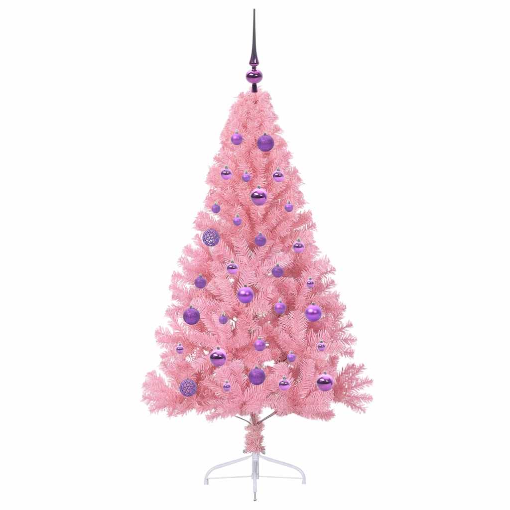 vidaXL Artificial Pre-lit Christmas Tree with 150 LEDs Pink 150 cm PVC - 50646