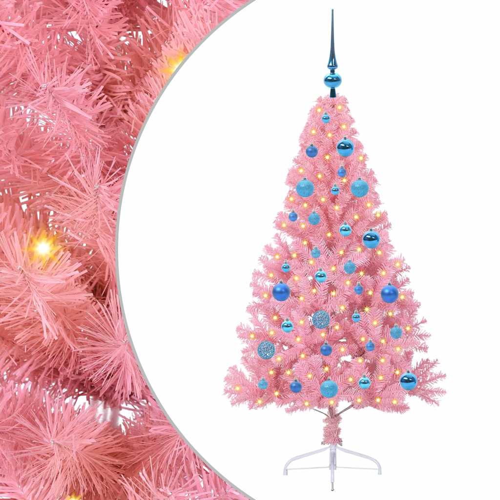 vidaXL Artificial Pre-lit Christmas Tree with 150 LEDs Pink 150 cm PVC - 50647