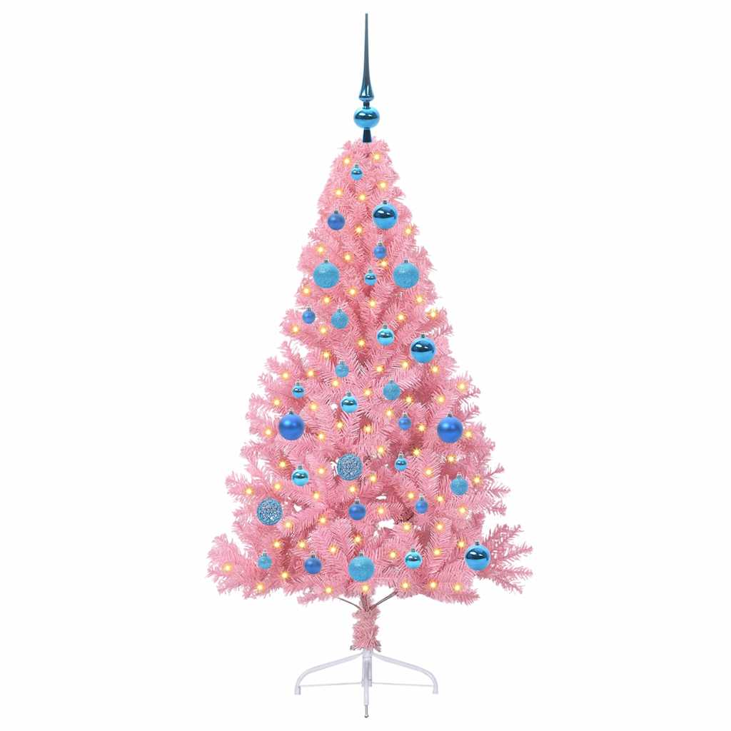 vidaXL Artificial Pre-lit Christmas Tree with 150 LEDs Pink 150 cm PVC - 50647