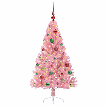 vidaXL Artificial Pre-lit Christmas Tree with 150 LEDs Pink 150 cm PVC - 50648