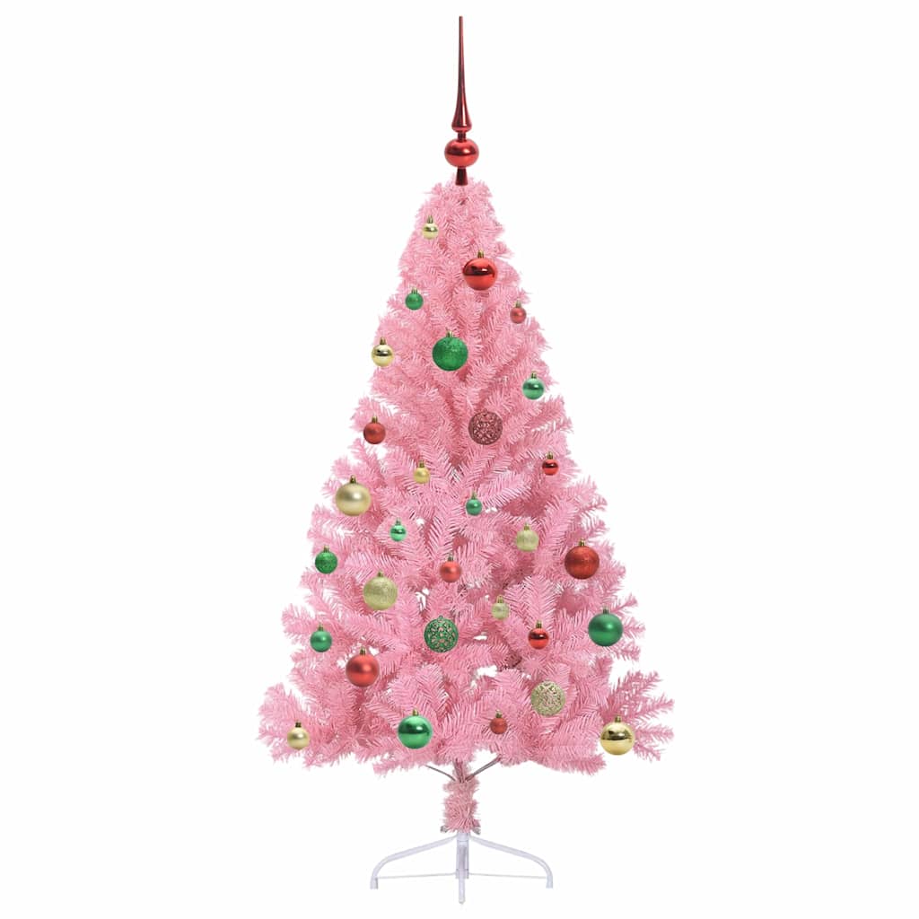vidaXL Artificial Pre-lit Christmas Tree with 150 LEDs Pink 150 cm PVC - 50648