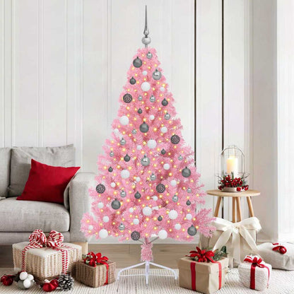 vidaXL Artificial Pre-lit Christmas Tree with 300 LEDs Pink 180 cm PVC - 50650