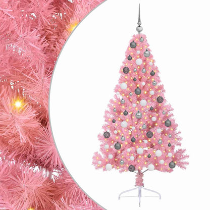 vidaXL Artificial Pre-lit Christmas Tree with 300 LEDs Pink 180 cm PVC - 50650