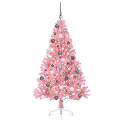 vidaXL Artificial Pre-lit Christmas Tree with 300 LEDs Pink 180 cm PVC - 50650