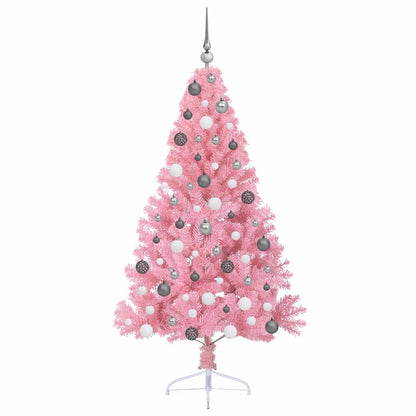 vidaXL Artificial Pre-lit Christmas Tree with 300 LEDs Pink 180 cm PVC - 50650