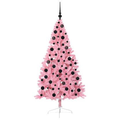 vidaXL Artificial Pre-lit Christmas Tree with 300 LEDs Pink 180 cm PVC - 50651