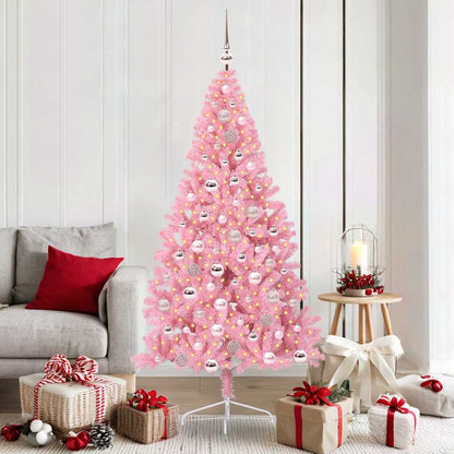 vidaXL Artificial Pre-lit Christmas Tree with 300 LEDs Pink 180 cm PVC - 50658