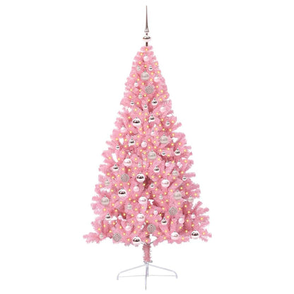 vidaXL Artificial Pre-lit Christmas Tree with 300 LEDs Pink 180 cm PVC - 50658
