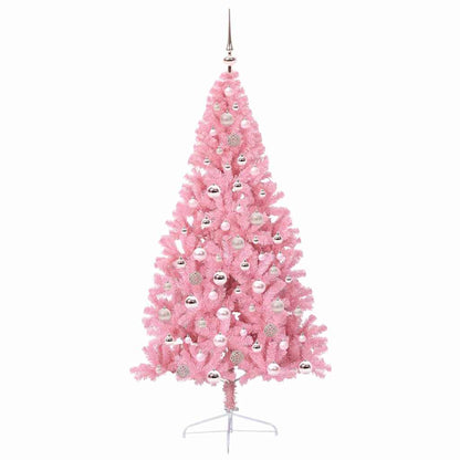 vidaXL Artificial Pre-lit Christmas Tree with 300 LEDs Pink 180 cm PVC - 50658